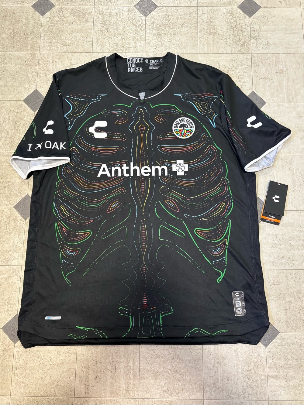 CHARLY OAKLAND ROOTS SOCCER DIA DE LOS MUERTOS 2024 3RD KIT SIZE XL NEW WITH TAG